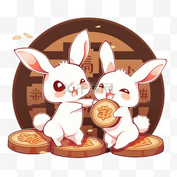 新古典画框图片_古典兔子月饼中秋节卡通手绘元素