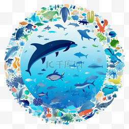 生态系统图片_平坦的世界海洋日背景