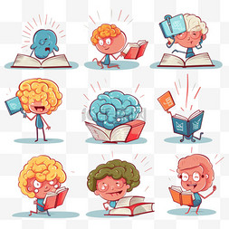 大脑书籍图片_有创意的卡通大脑人物集锦学习和
