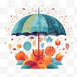 降雨图片_带伞的渐变季风季节插图