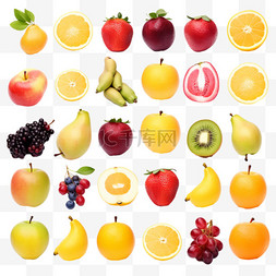 卡通菠萝背景图片_白色的水果。水果包括苹果、柠檬