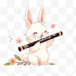 桂花兔子图片_中秋节卡通手绘可爱的兔子吹底子