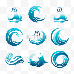 商业标签图片_海浪标志元素，商业矢量集创意水