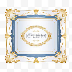 荣誉证书图片_带金徽章和边框模板的豪华金蓝证