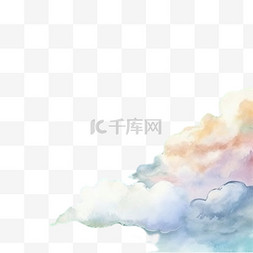 粉天空图片_手绘水彩粉彩天空云背景