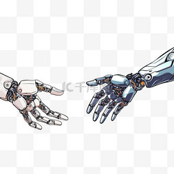 科技赛博图片_机器人的手和人类的触摸。半机械