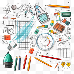 学习工具的图片_带有数学工具和元素的空白数学模