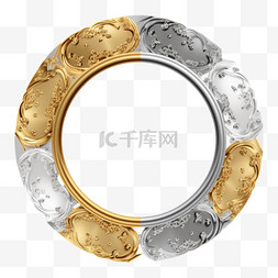 圆形的透明圆圈图片_金银相间的环框。圆形横幅。