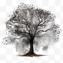 美术背景图片_透明背景上的树