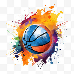 设计篮球图片_抽象篮球水彩风格背景