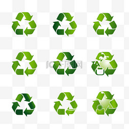回收废品符号绿色箭头徽标设置Web
