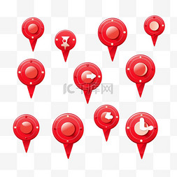 红色地图指针图片_红色地图引脚设置为在白色背景上