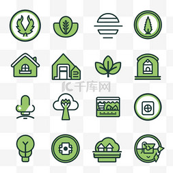 绿色环保回收图片_绿色简单线条套装中的环保商业图