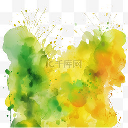 蓝底证件照背景图片_抽象水彩画黄绿背景