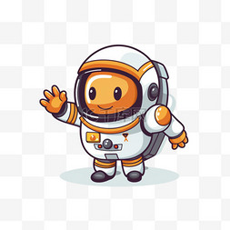 太空徽标图片_可爱的宇航员骑着火箭挥舞着手的