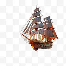 帆船简洁航海元素立体免扣图案