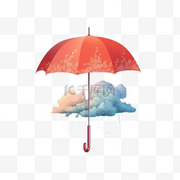 带伞的渐变季风季节插图
