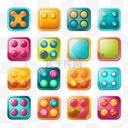 彩色矢量集的游戏按钮和框架。移