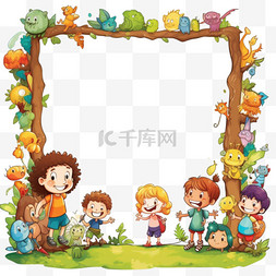 儿童相框图片_卡通幼儿园可爱相框与儿童儿童及