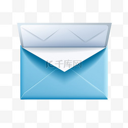 白色信封素材图片_打开带有蓝色字母的白色信封