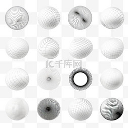三维图形球体图片_三维形状网格集与孤立的单色图像