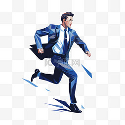 奔跑的商务图片_深蓝色西装奔跑的商人