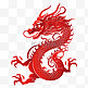 中国风东方龙红色剪纸龙年装饰元素