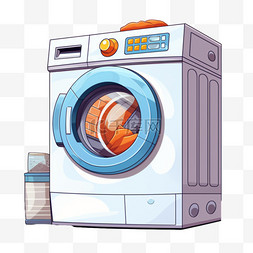 洗衣机电器图片_洗衣机手绘电器元素立体免扣图案