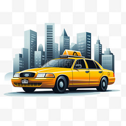 金色水纹元素背景图片_城市背景下的出租车