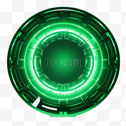 科技隧道灯光图片_抽象环形背景绿色隧道带灯招牌企