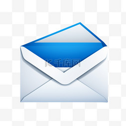 打开的白色信封图片_打开带有蓝色字母的白色信封