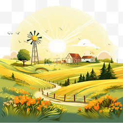 农家夏日景观插图