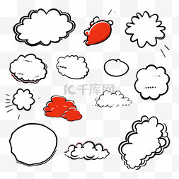 泡泡云图片_红色背景上孤立的滑稽演讲气泡。
