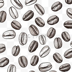土壤豆子图片_素描风格的咖啡豆无缝图案