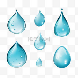 雨水背景图片_矢量逼真地设置了不同形状的液滴