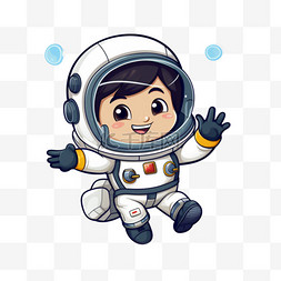 人造卫星视频图片_可爱的宇航员骑着火箭挥舞着手的