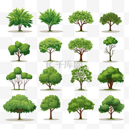 画的大树图片_一套不同的树木设计