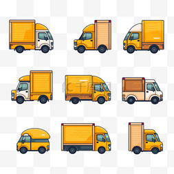 叉车货车图片_一组交付图标。快速送货，免费送