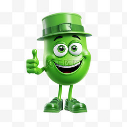 绿色大拇指图片_戴着帽子竖起大拇指的绿色角色