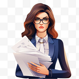 戴眼镜的女人拿着文件文件夹