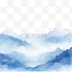 水彩墨邀请函图片_清明节清明蓝色水彩山为背景