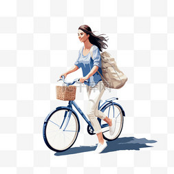 高保温棉图片_带着自行车和保温袋走路的年轻女