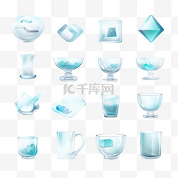 玻璃图标效果图片_玻璃主义商业战略图标透明模糊玻