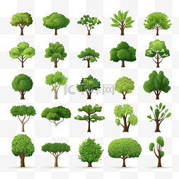 画绿色树叶图片_一套不同的树木设计