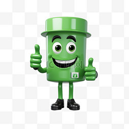 绿色大拇指图片_戴着帽子竖起大拇指的绿色角色