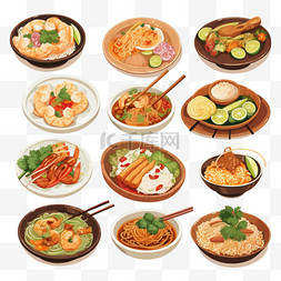 泰国菜图片_插图图标集泰国菜，包括泰餐，木