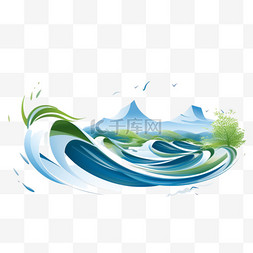 自然风井图片_风图标自然，波浪流动，凉爽天气