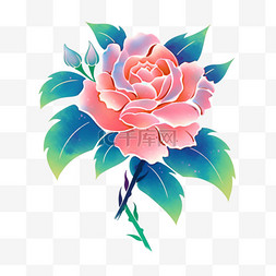 国庆节牡丹花彩色手绘元素