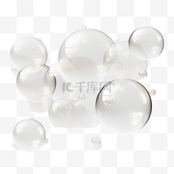 气泡肥皂图片_在透明上隔离反射的逼真白色气泡
