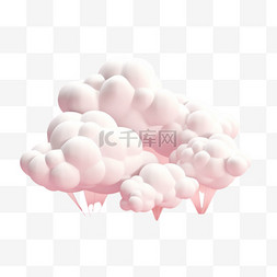 卡通的天空背景图片_白色的3D真实感云层孤立地设置在
